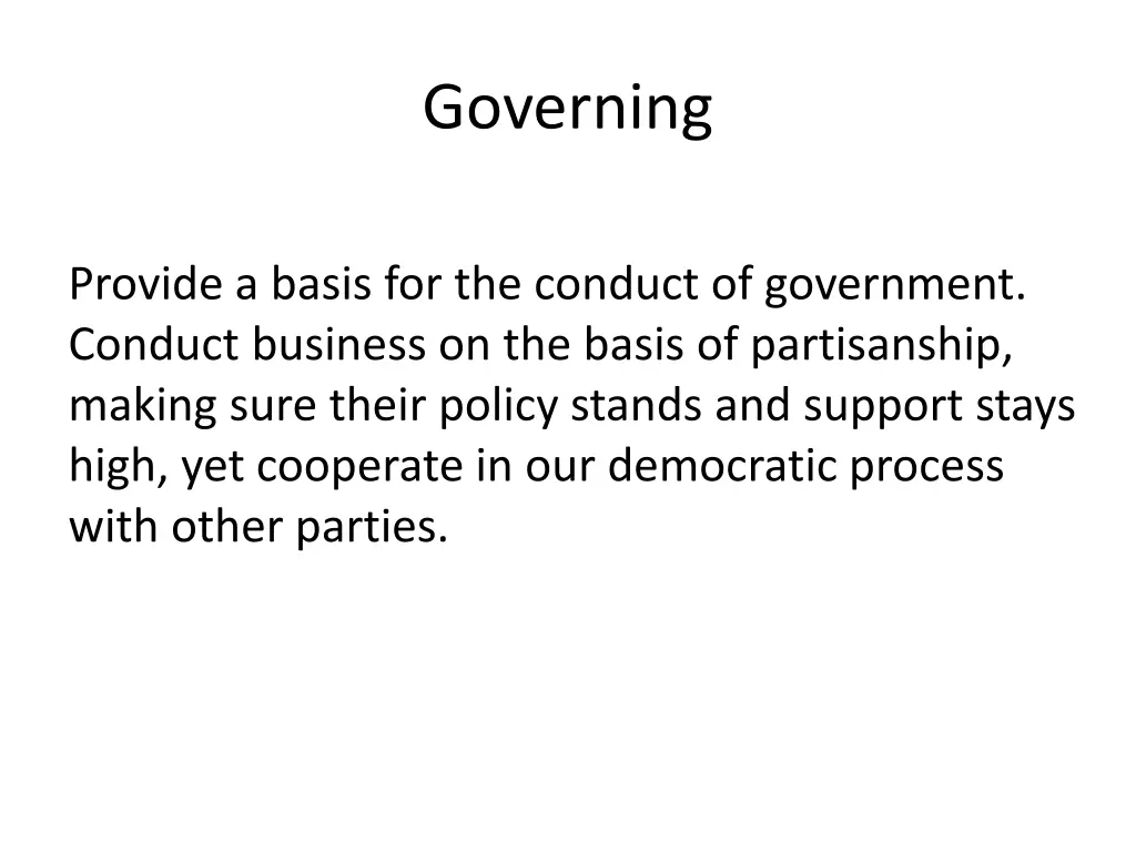 governing