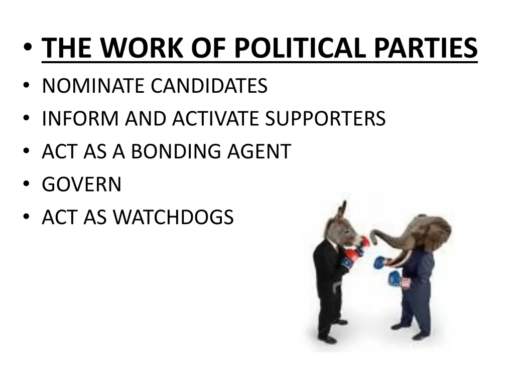 the work of political parties nominate candidates