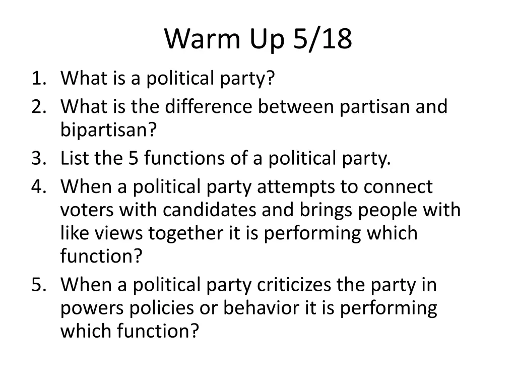 warm up 5 18