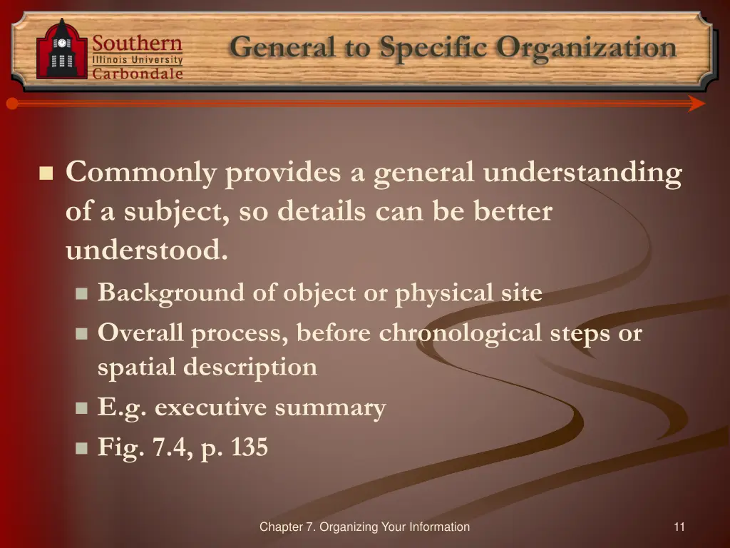 general to specific organization