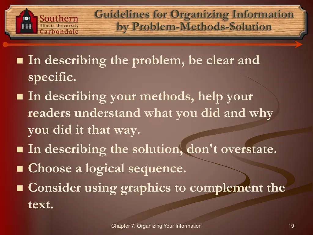 guidelines for organizing information by problem