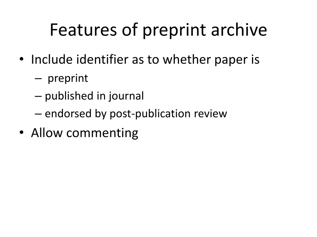 features of preprint archive 1