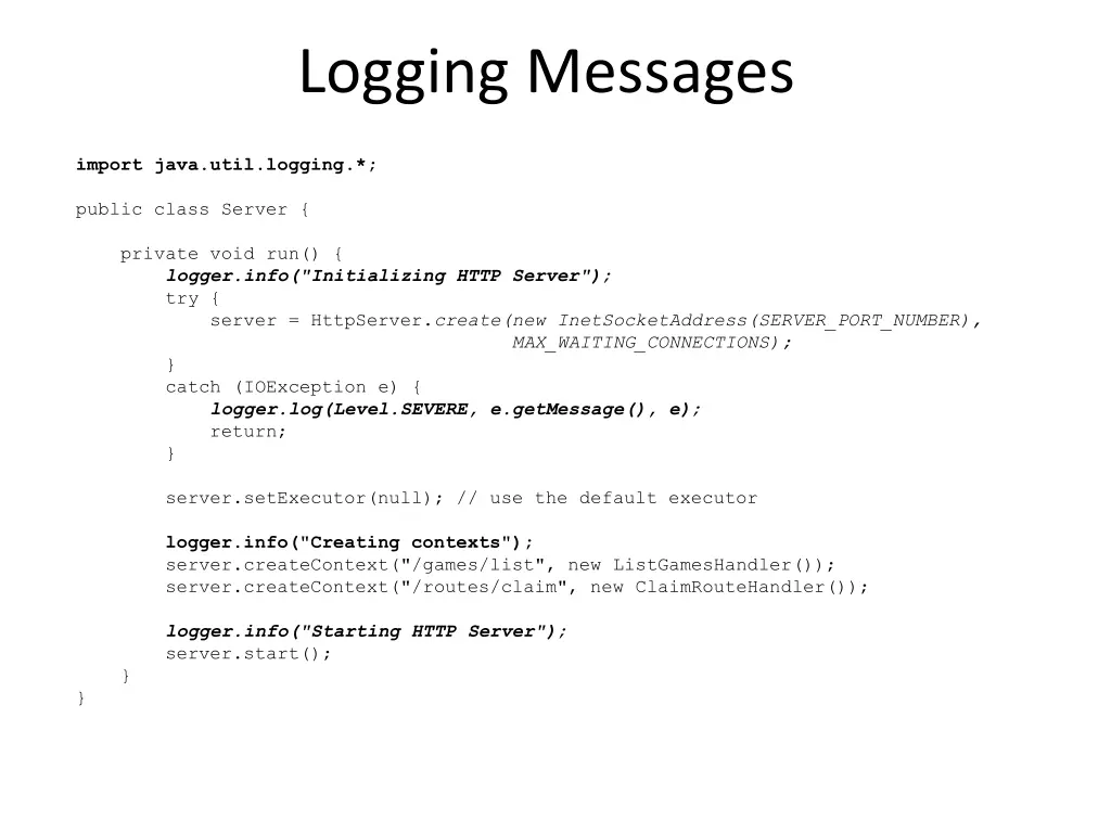 logging messages 1