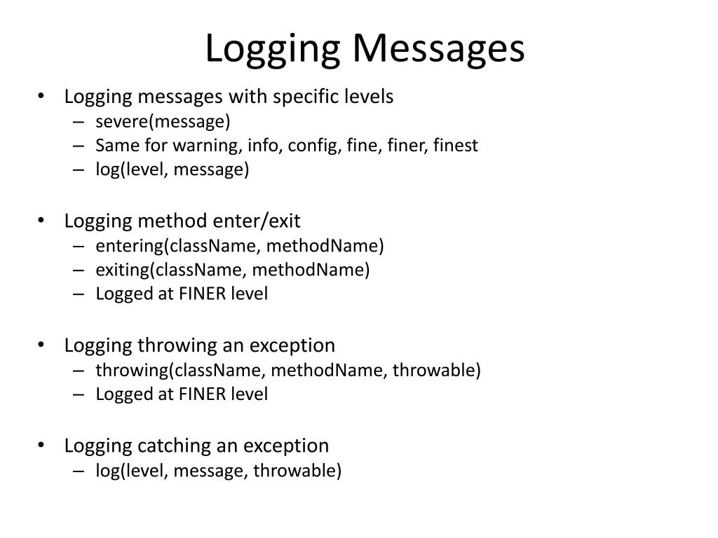 logging messages