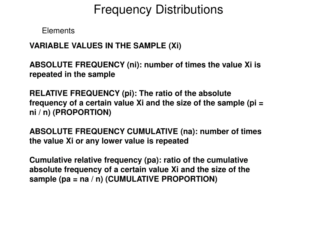 frequency distributions