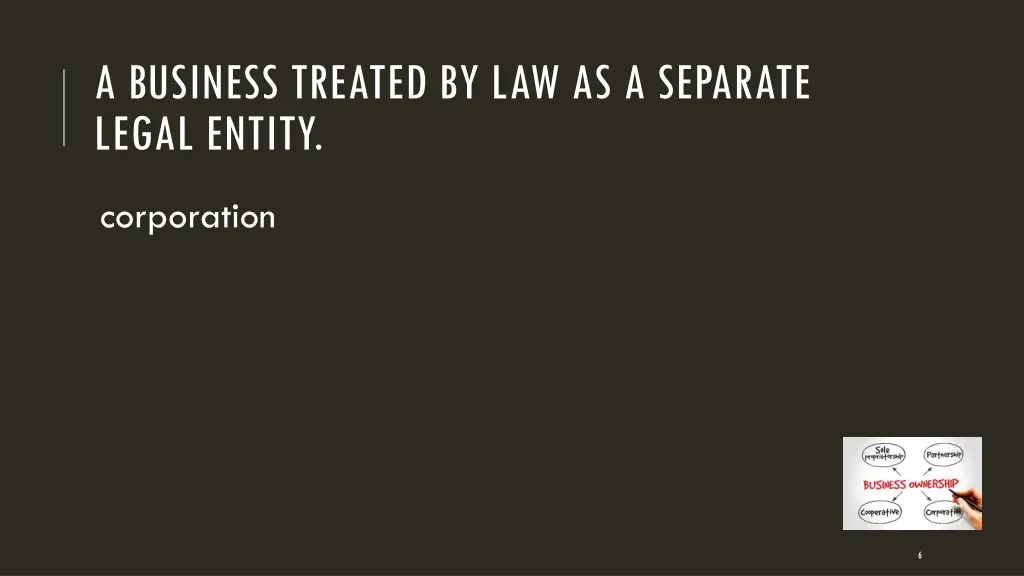 a business treated by law as a separate legal
