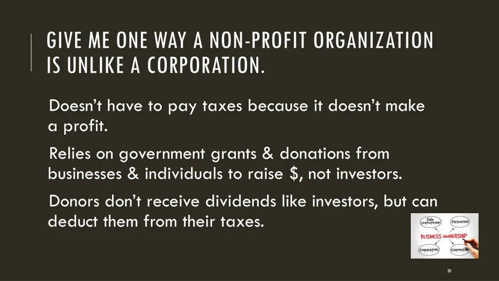 give me one way a non profit organization