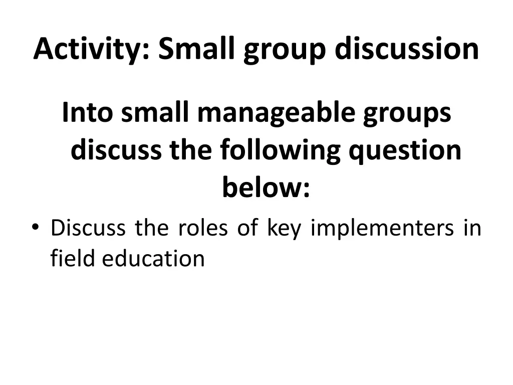 activity small group discussion 1