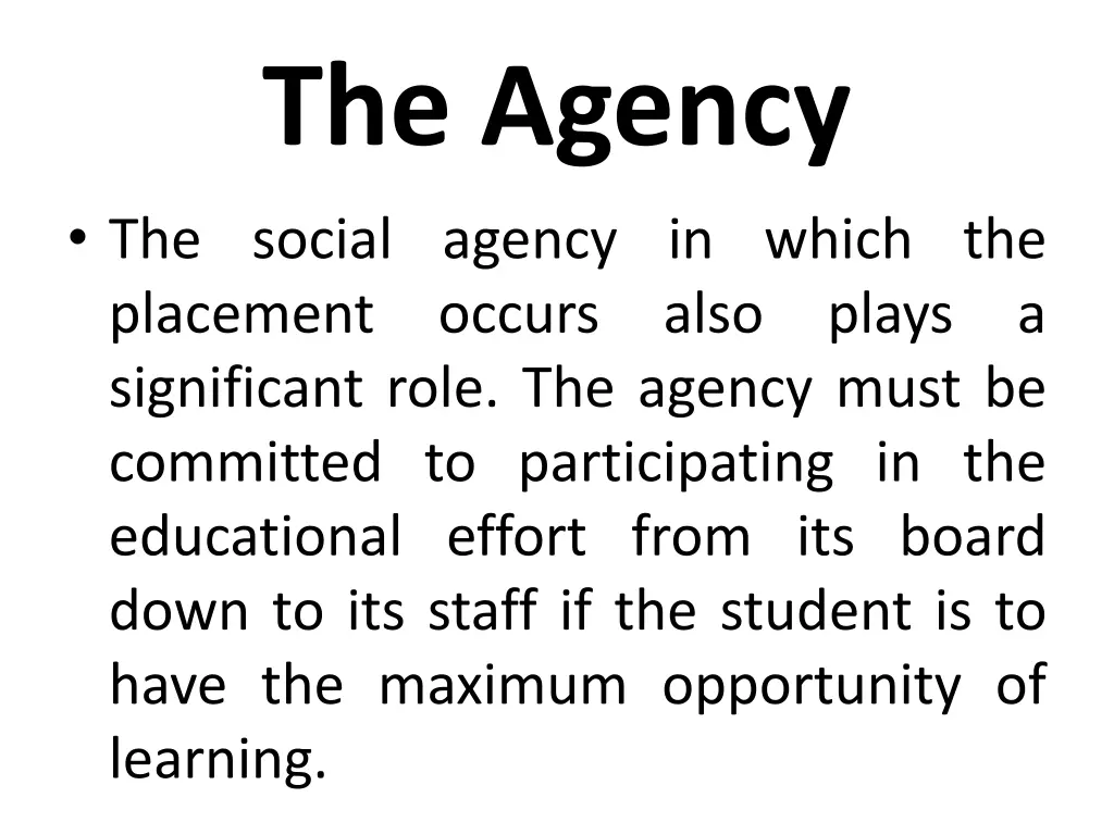 the agency the social agency in which