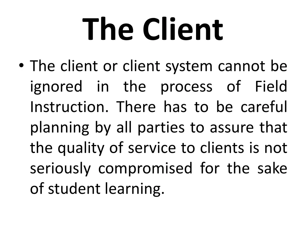 the client the client or client system cannot