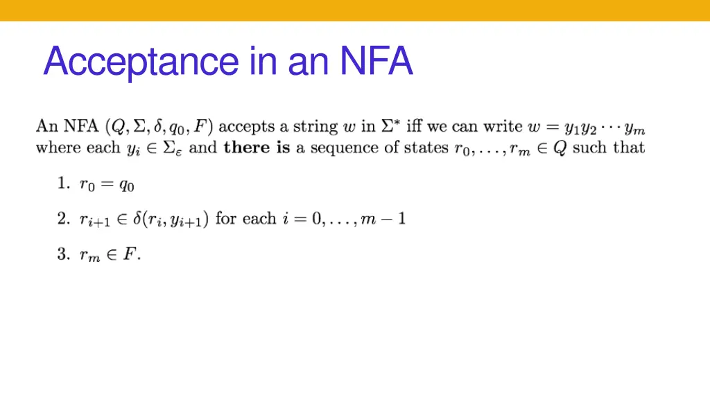 acceptance in an nfa