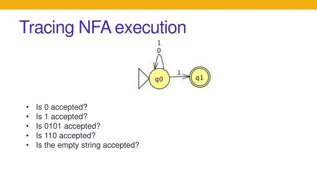 tracing nfa execution