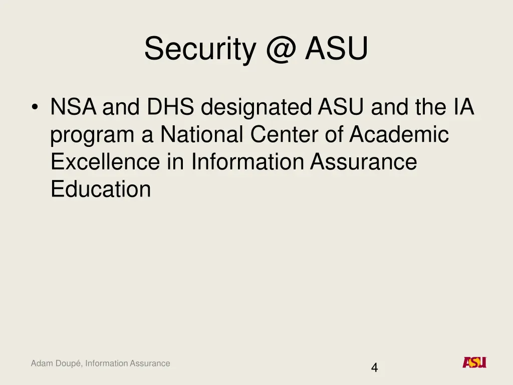 security @ asu 2