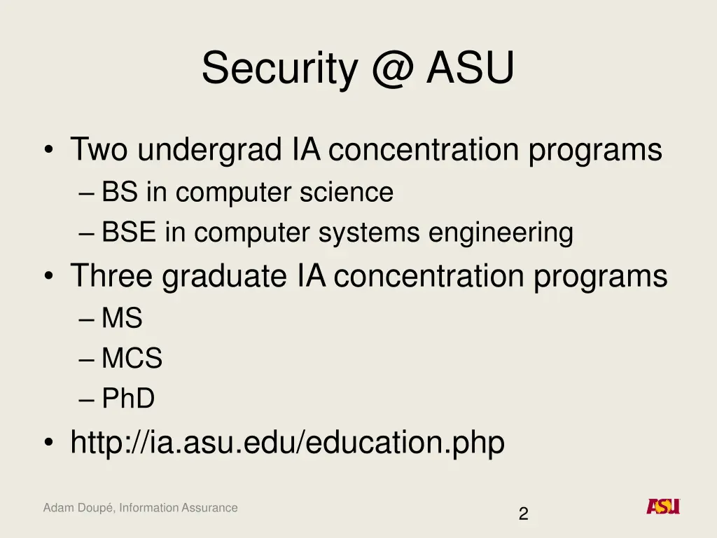 security @ asu