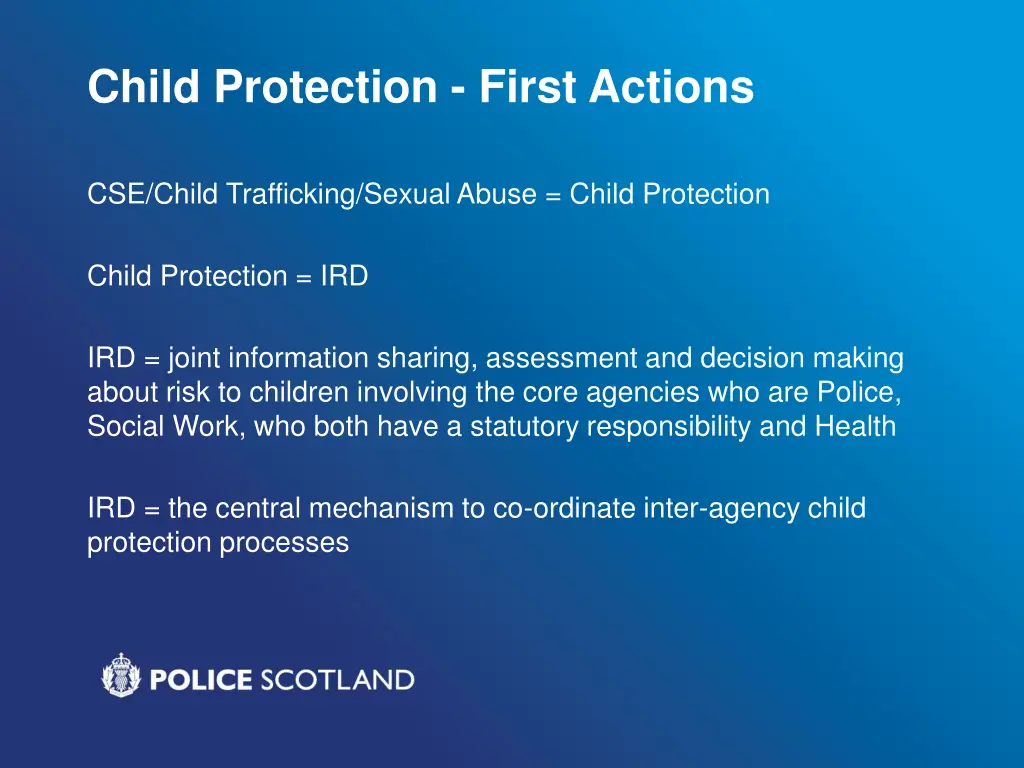 child protection first actions