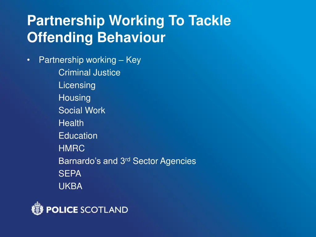 partnership working to tackle offending behaviour