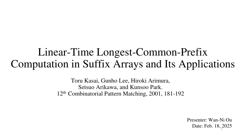 linear time longest common prefix computation
