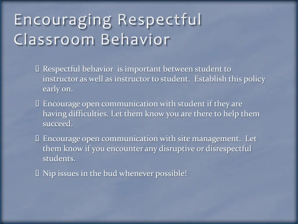 encouraging respectful classroom behavior