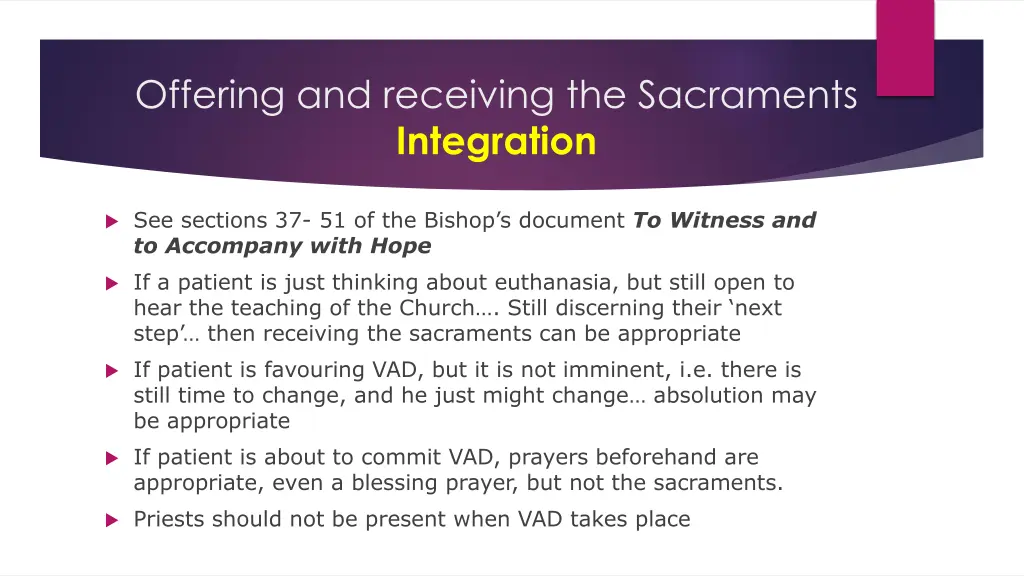 offering and receiving the sacraments integration