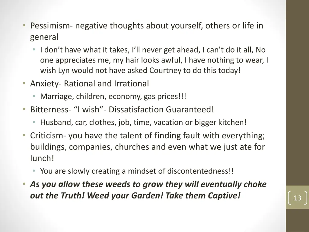 pessimism negative thoughts about yourself others