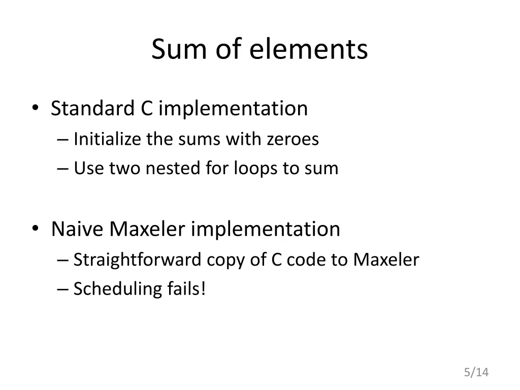 sum of elements