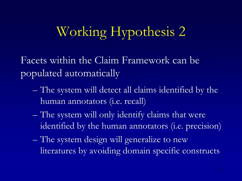 working hypothesis 2