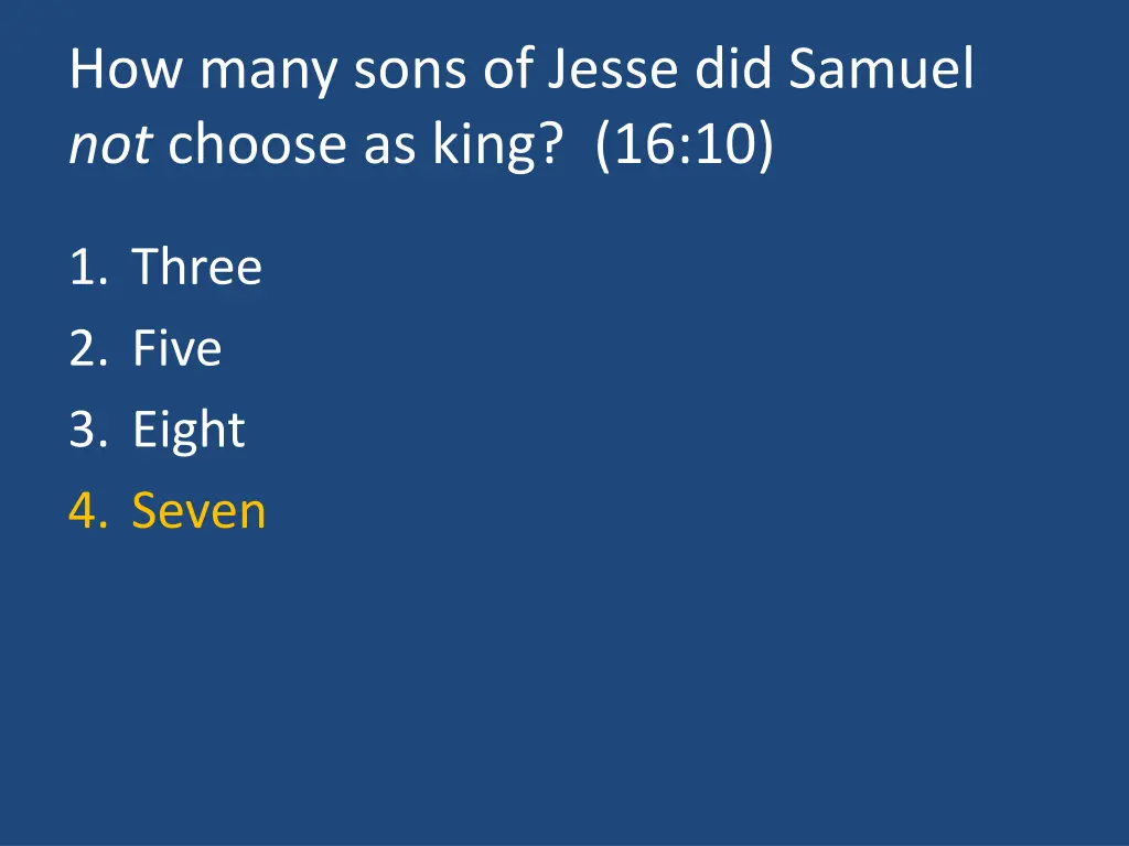 how many sons of jesse did samuel not choose 1