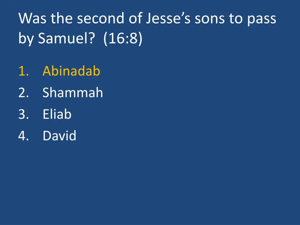 was the second of jesse s sons to pass by samuel 1