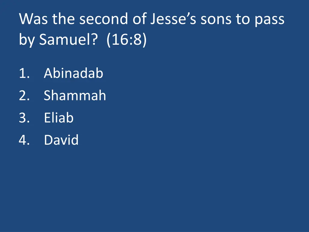 was the second of jesse s sons to pass by samuel