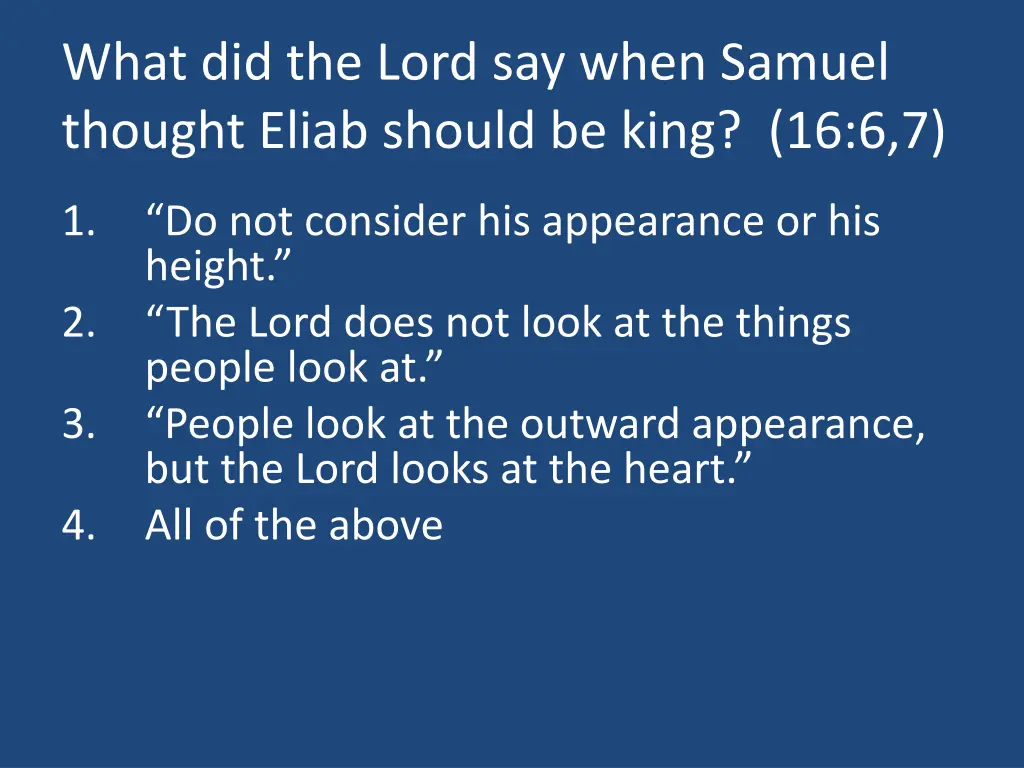 what did the lord say when samuel thought eliab