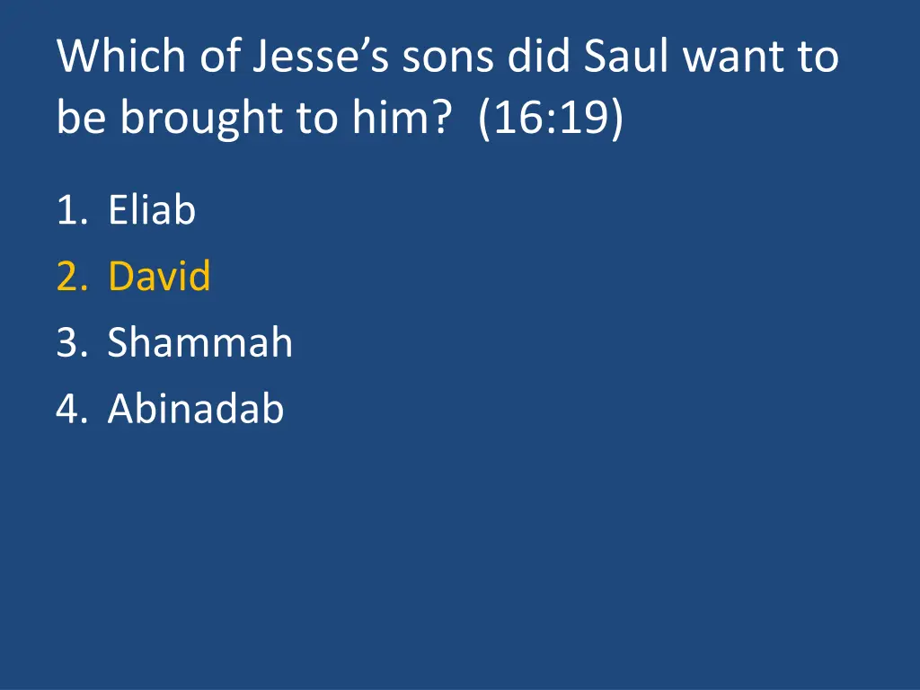 which of jesse s sons did saul want to be brought 1