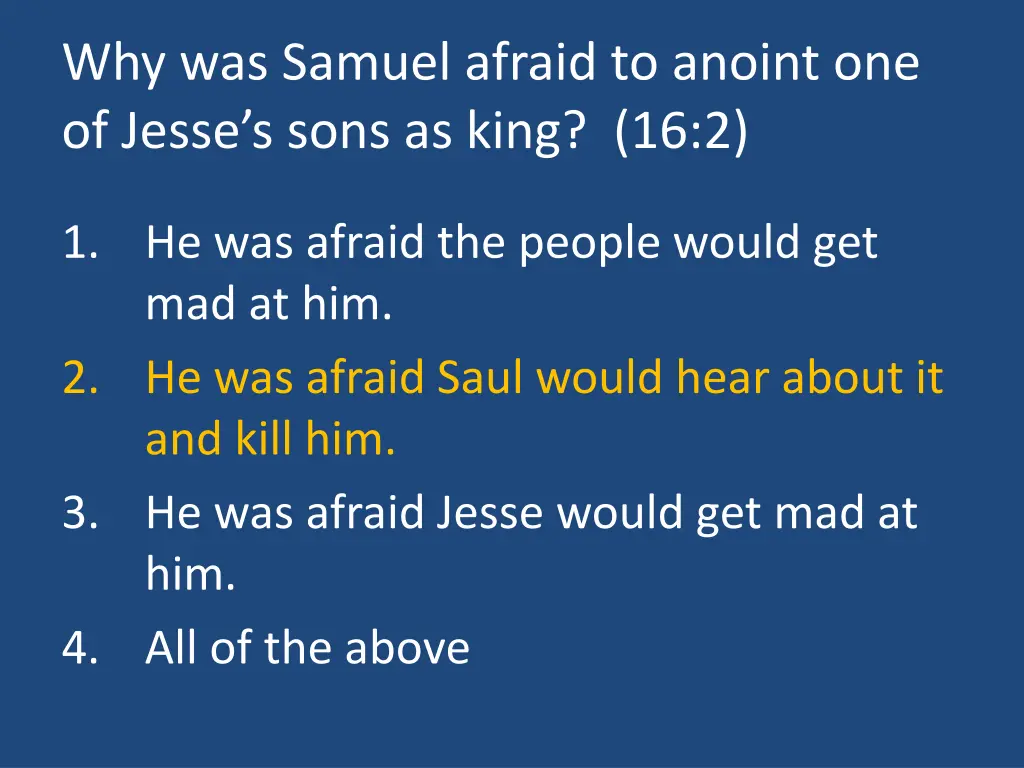 why was samuel afraid to anoint one of jesse 1
