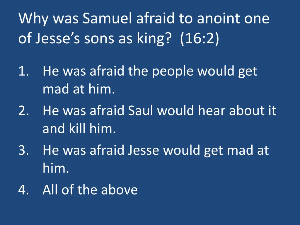 why was samuel afraid to anoint one of jesse