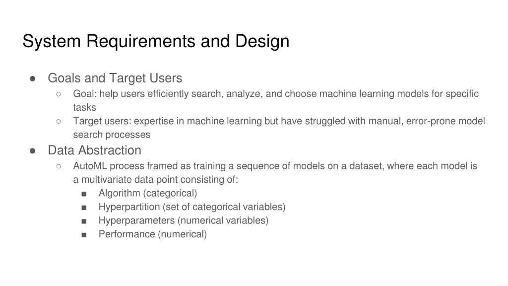 system requirements and design
