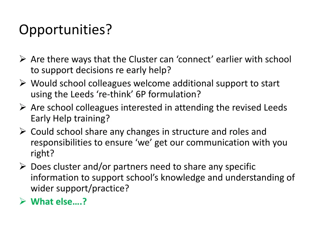 opportunities