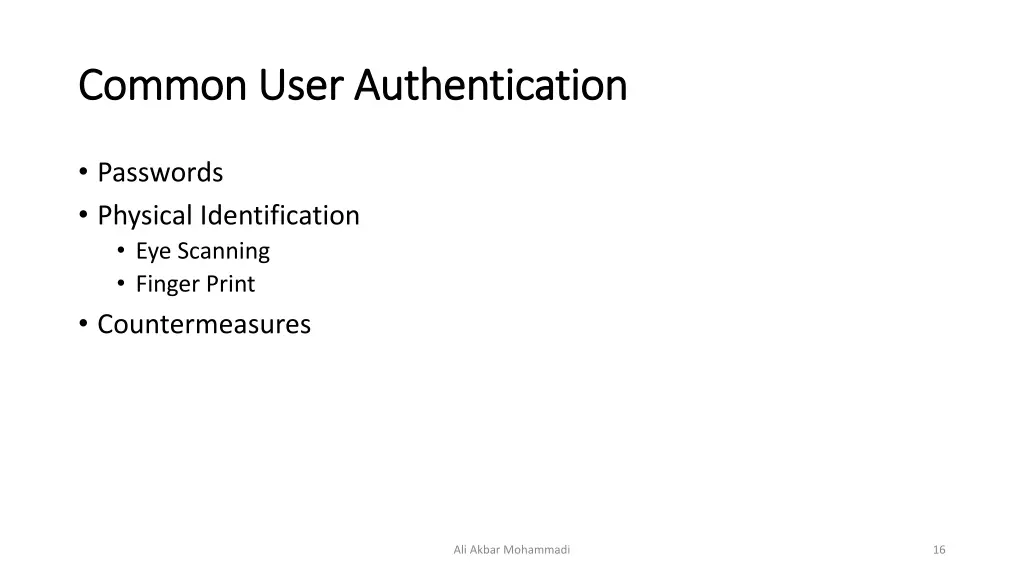 common user authentication common user
