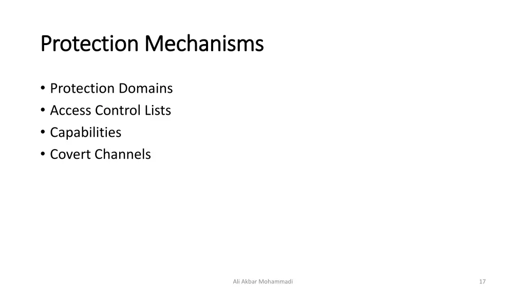protection mechanisms protection mechanisms