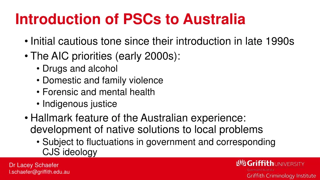 introduction of pscs to australia 1