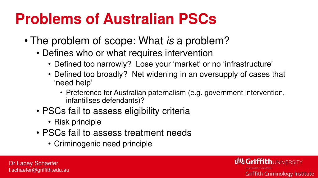 problems of australian pscs