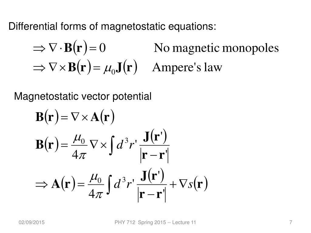 differential forms of magnetostatic equations