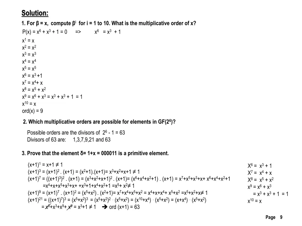 solution 1 for x compute i for i 1 to 10 what