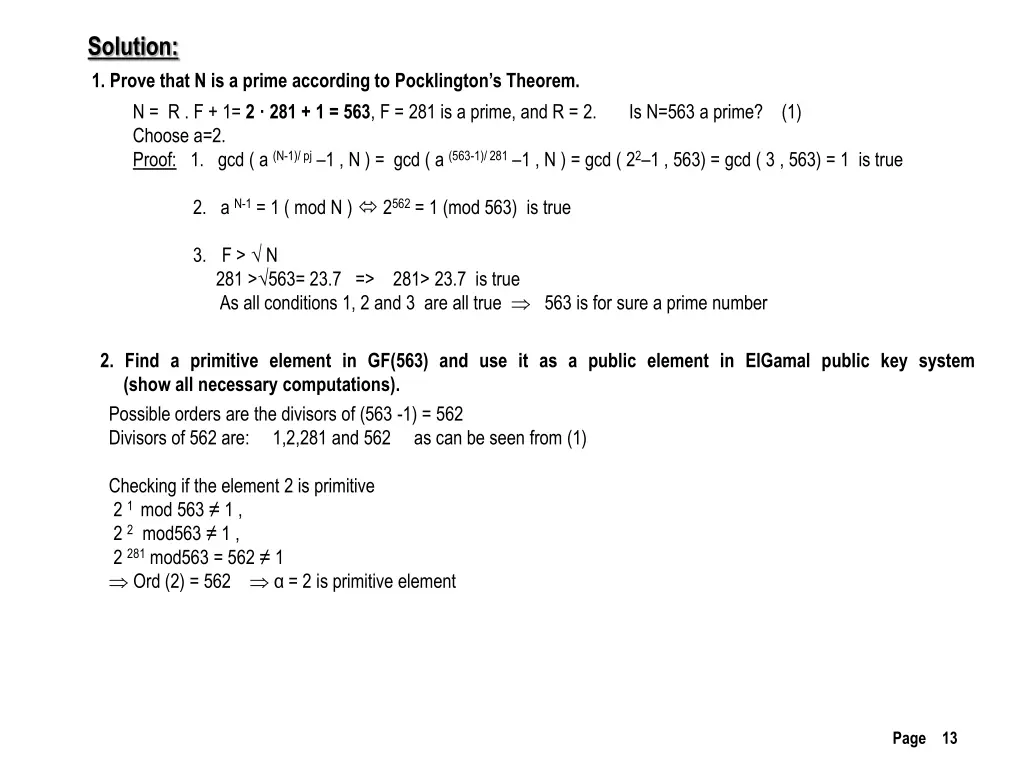 solution 1 prove that n is a prime according