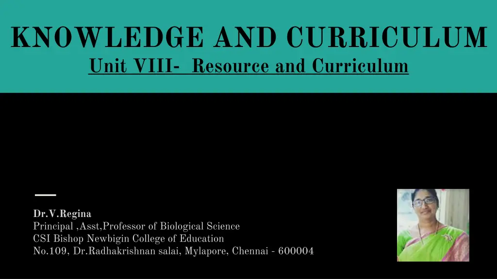 knowledge and curriculum unit viii resource