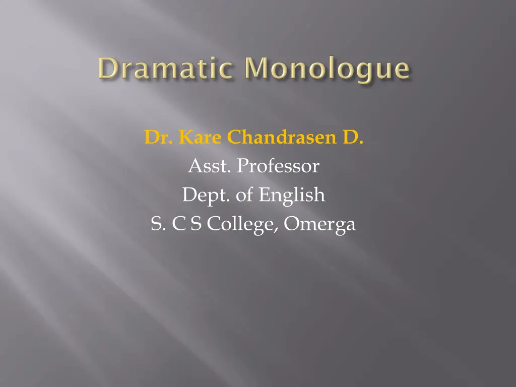 dr kare chandrasen d asst professor dept