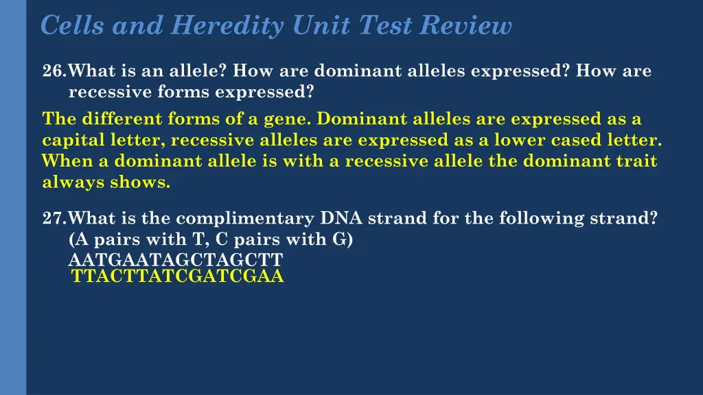 cells and heredity unit test review 2