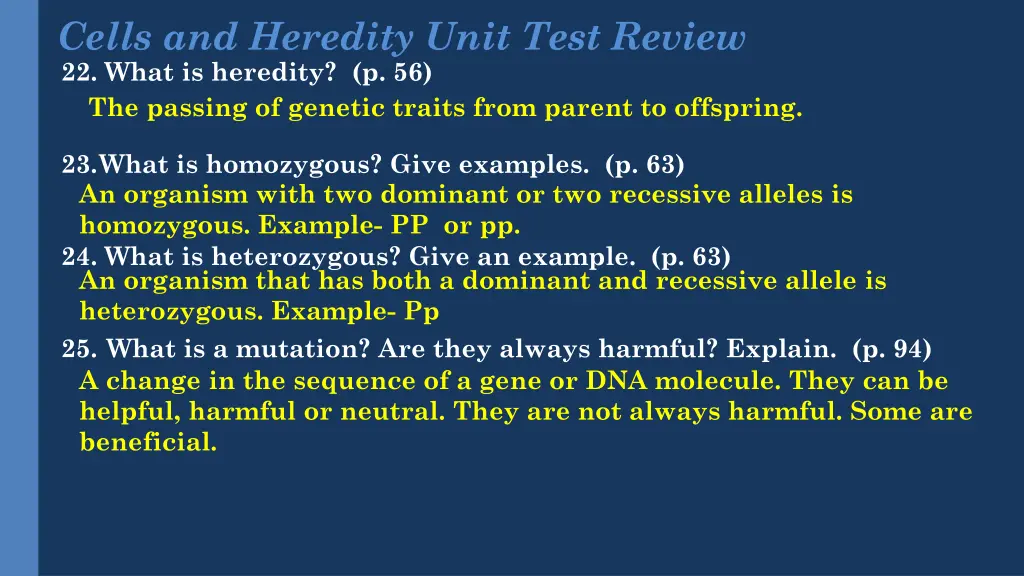 cells and heredity unit test review 22 what