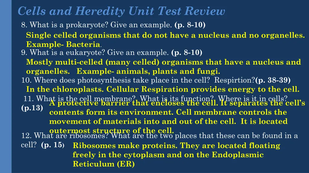 cells and heredity unit test review 8 what