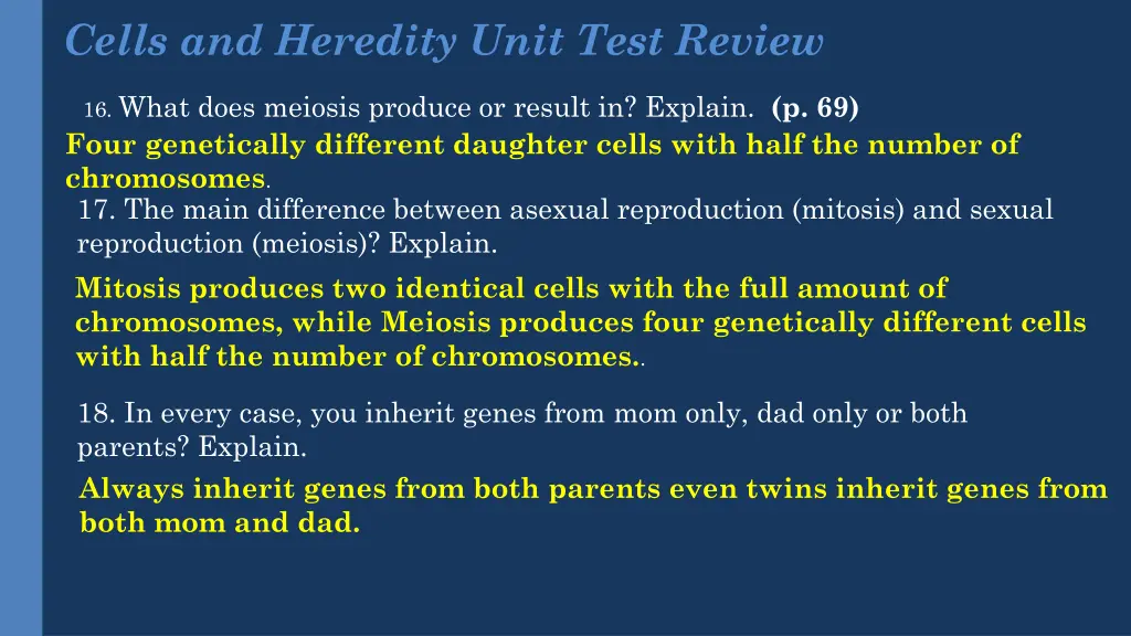 cells and heredity unit test review