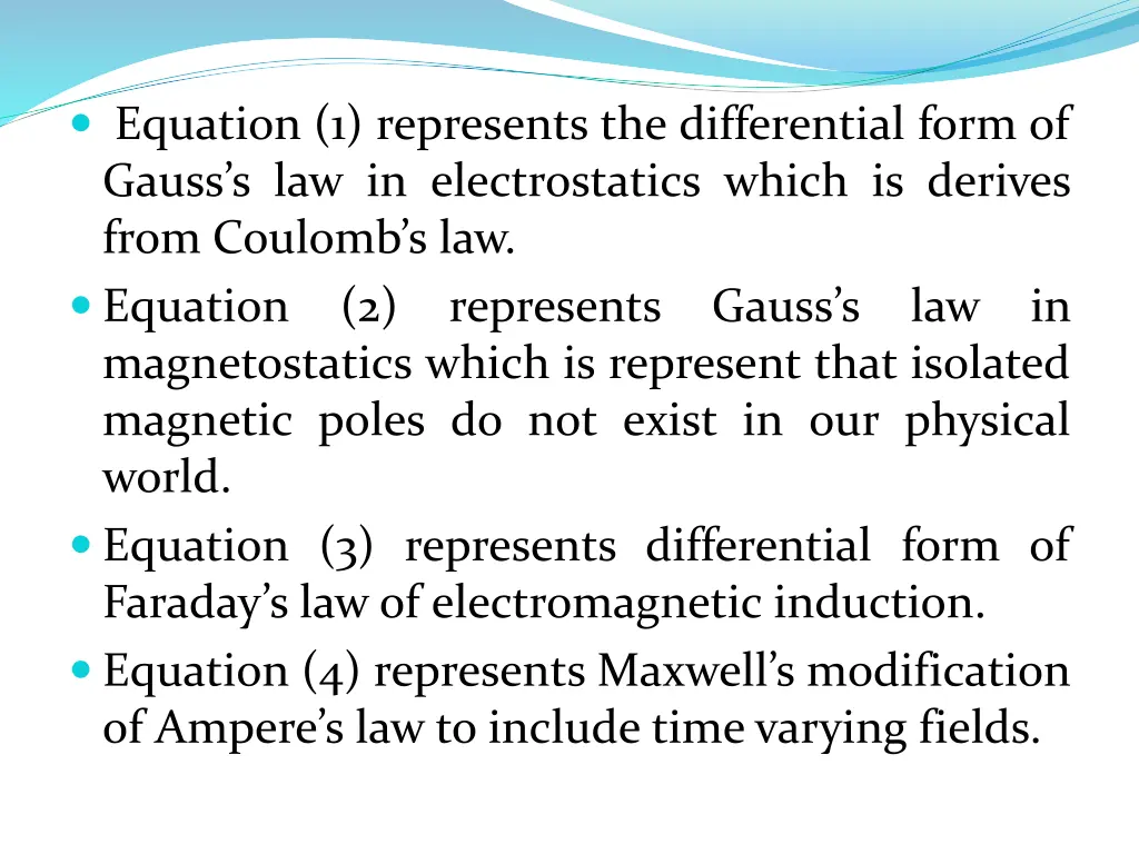 equation 1 represents the differential form