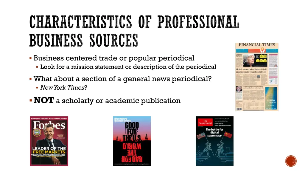 characteristics of professional business sources